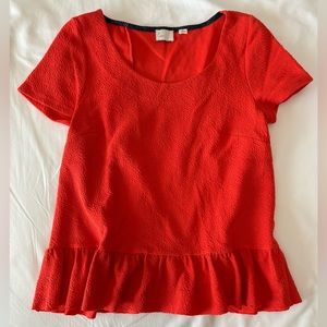 Postmark red flutter peplum top M